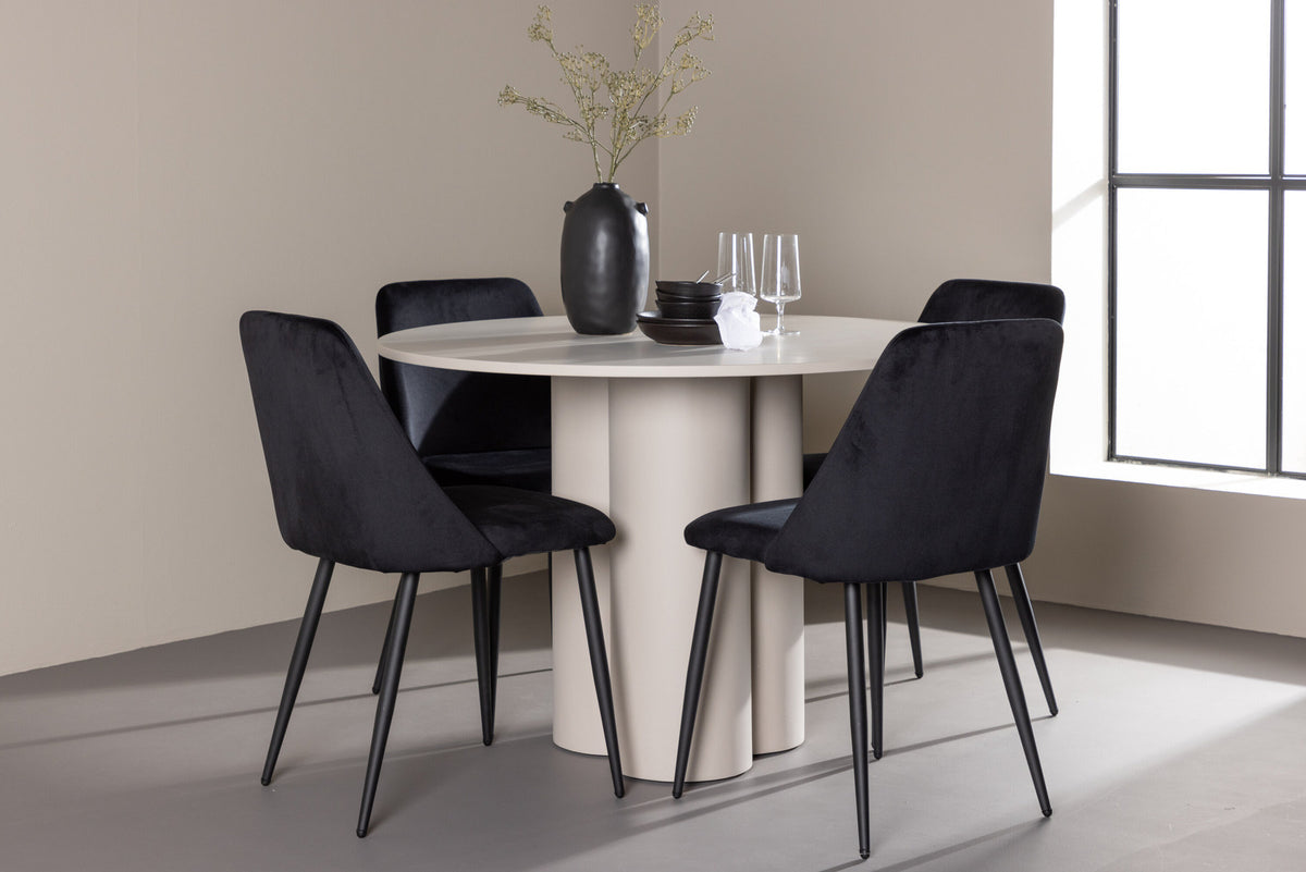 Olivia Esstisch mit Night Stühlen in Schwarz präsentiert im Onlineshop von KAQTU Design AG. Esszimmerset ist von Venture Home