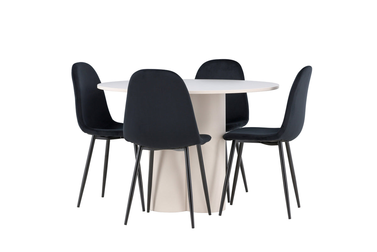 Olivia Esstisch mit Polar Stühlen in Schwarz präsentiert im Onlineshop von KAQTU Design AG. Esszimmerset ist von Venture Home