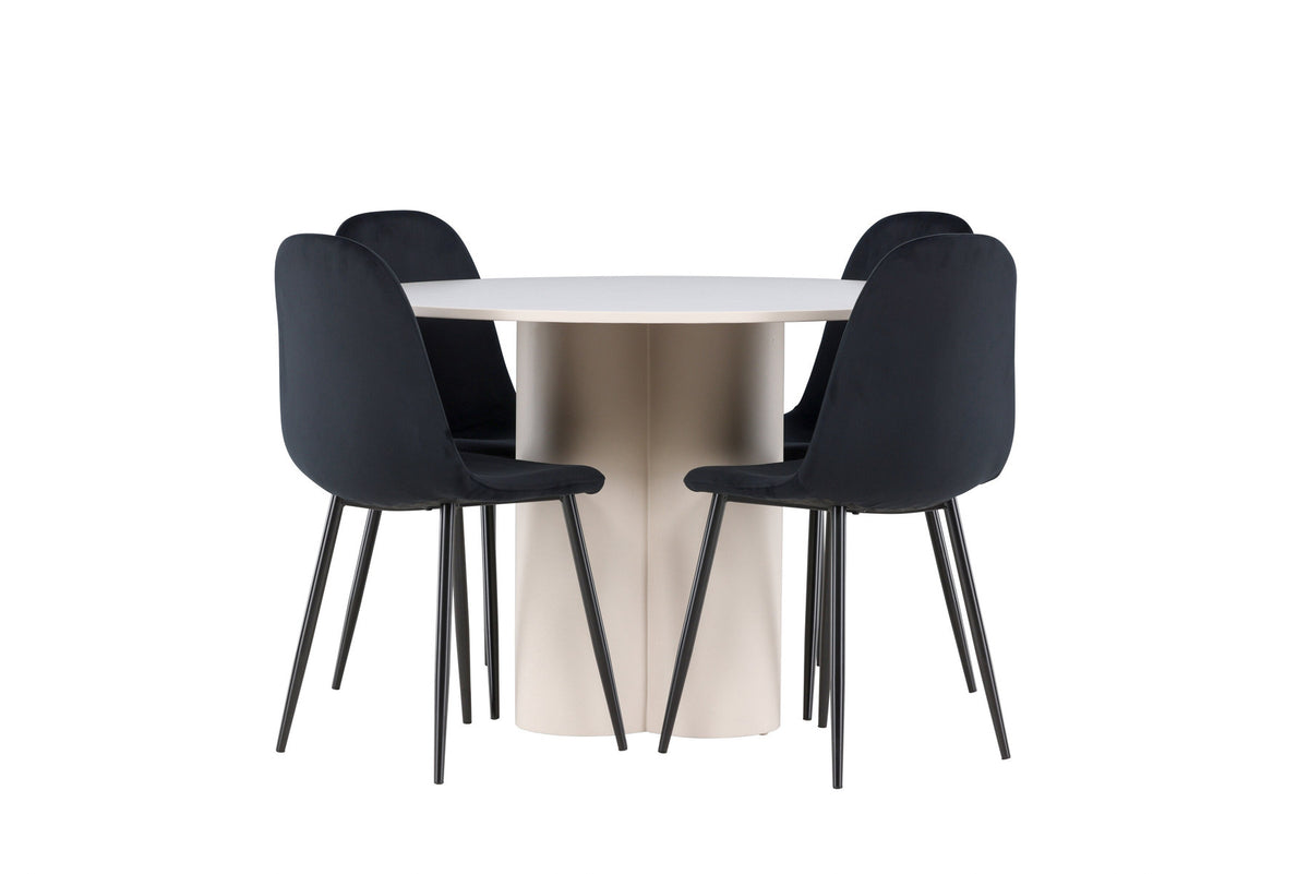 Olivia Esstisch mit Polar Stühlen in Schwarz präsentiert im Onlineshop von KAQTU Design AG. Esszimmerset ist von Venture Home