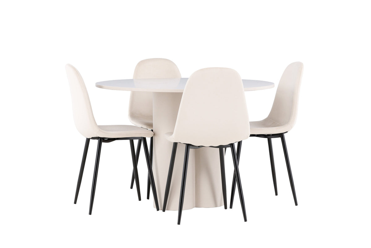 Olivia Esstisch mit Polar Stühlen in Beige präsentiert im Onlineshop von KAQTU Design AG. Esszimmerset ist von Venture Home