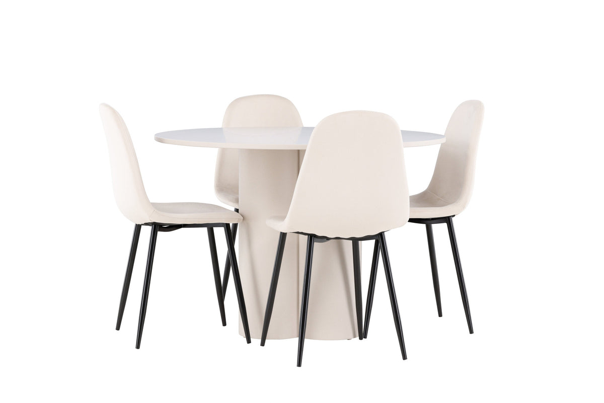 Olivia Esstisch mit Polar Stühlen in Beige präsentiert im Onlineshop von KAQTU Design AG. Esszimmerset ist von Venture Home