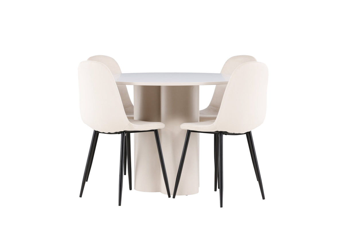Olivia Esstisch mit Polar Stühlen in Beige präsentiert im Onlineshop von KAQTU Design AG. Esszimmerset ist von Venture Home