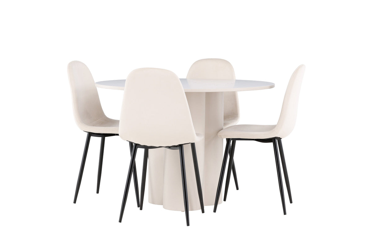 Olivia Esstisch mit Polar Stühlen in Beige präsentiert im Onlineshop von KAQTU Design AG. Esszimmerset ist von Venture Home