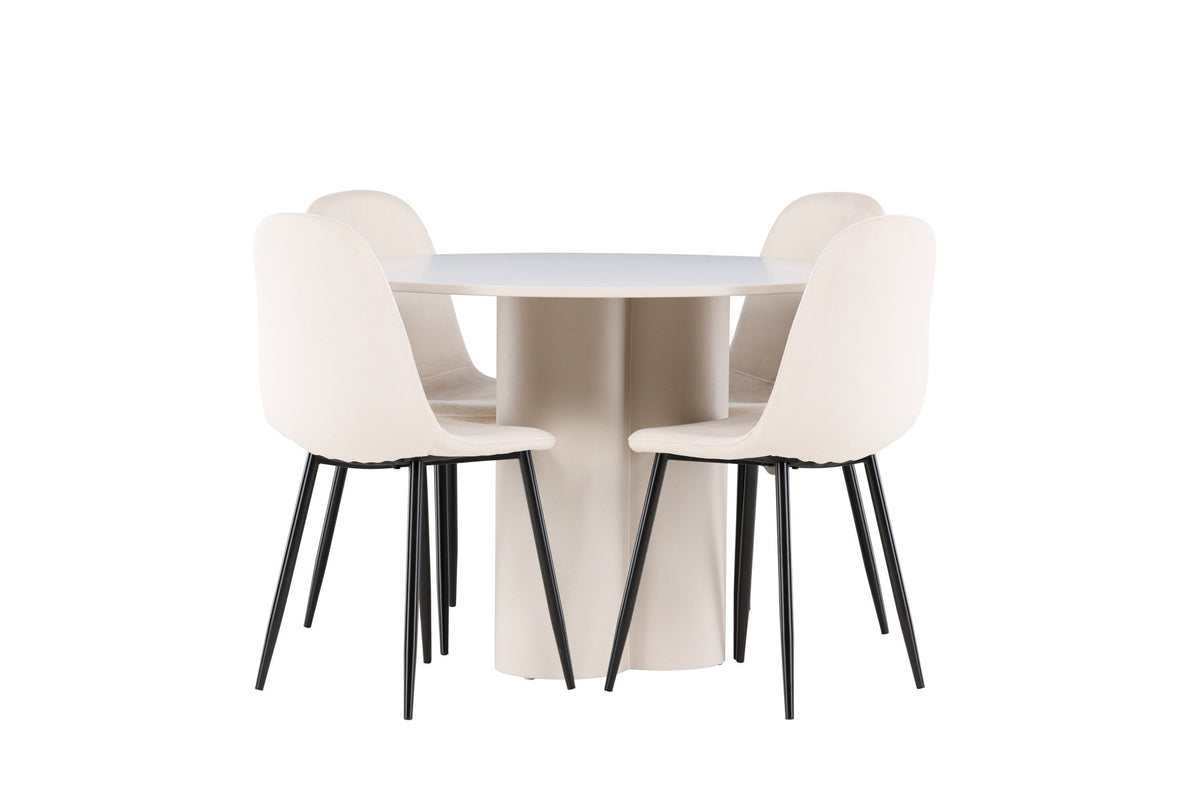 Olivia Esstisch mit Polar Stühlen in Beige präsentiert im Onlineshop von KAQTU Design AG. Esszimmerset ist von Venture Home