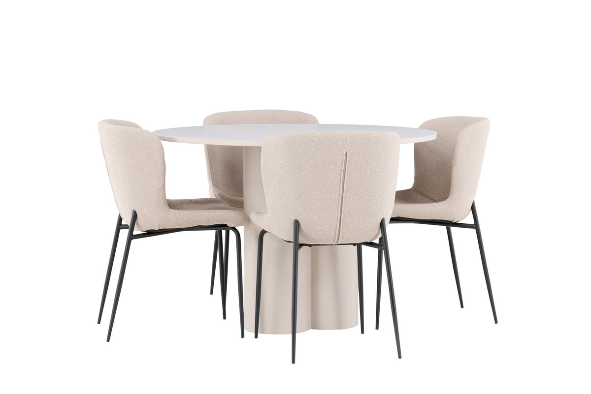 Olivia Esstisch mit Modesto Stühlen in Beige präsentiert im Onlineshop von KAQTU Design AG. Esszimmerset ist von Venture Home