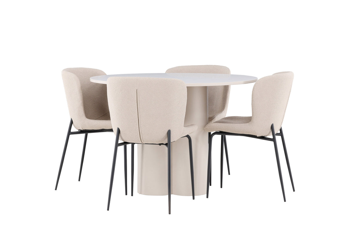 Olivia Esstisch mit Modesto Stühlen in Beige präsentiert im Onlineshop von KAQTU Design AG. Esszimmerset ist von Venture Home