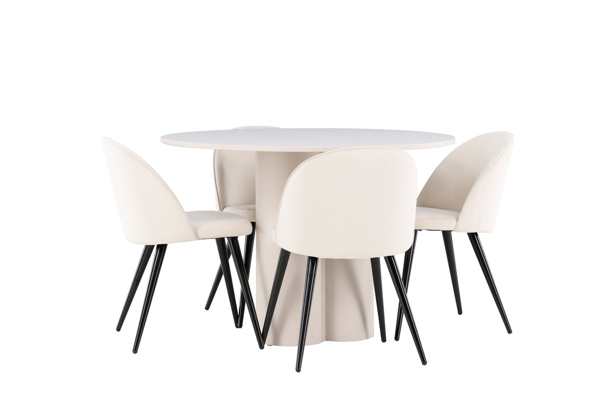Olivia Esstisch mit Velvet Stühlen in Beige präsentiert im Onlineshop von KAQTU Design AG. Esszimmerset ist von Venture Home