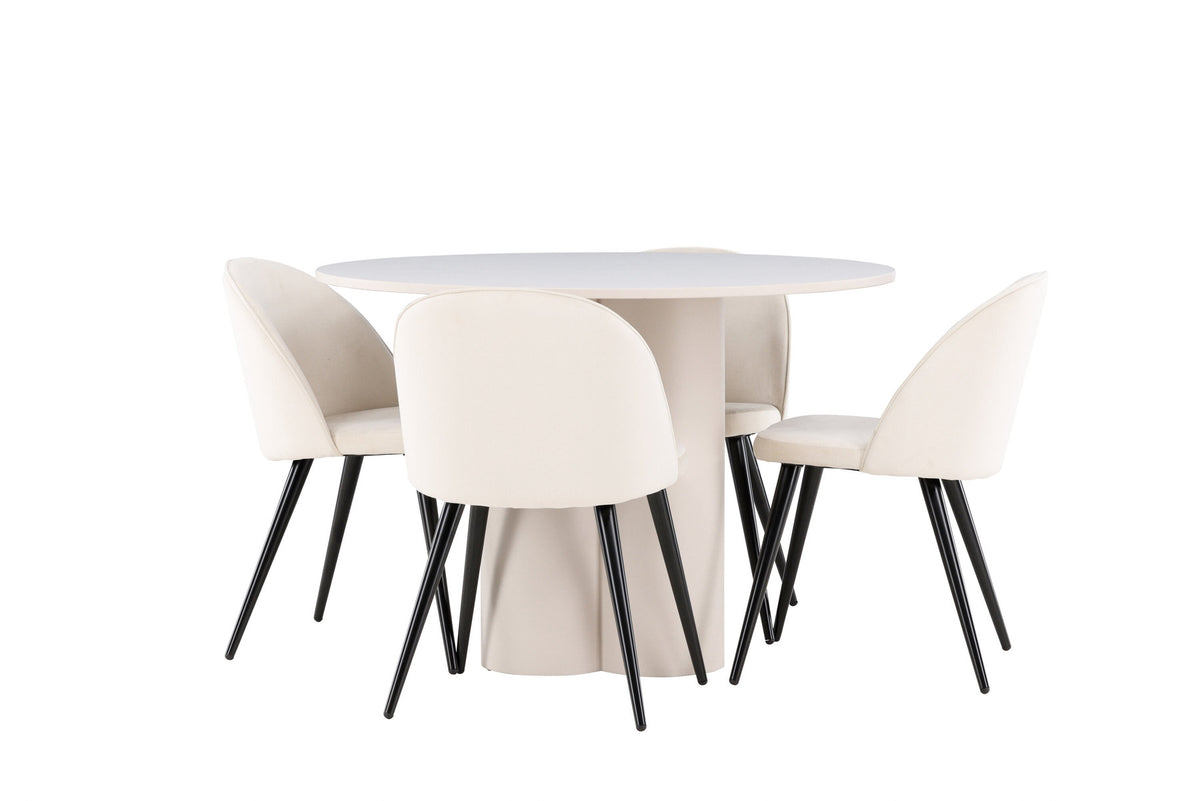 Olivia Esstisch mit Velvet Stühlen in Beige präsentiert im Onlineshop von KAQTU Design AG. Esszimmerset ist von Venture Home