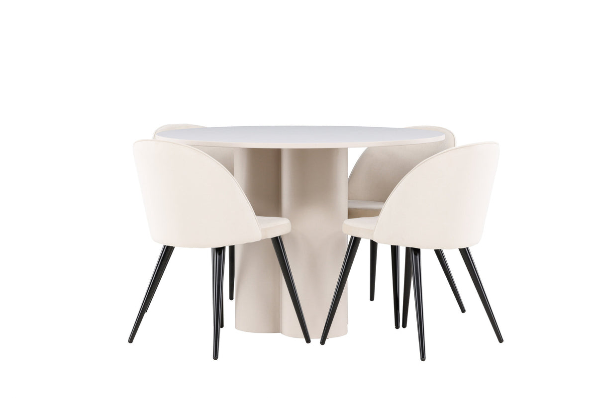 Olivia Esstisch mit Velvet Stühlen in Beige präsentiert im Onlineshop von KAQTU Design AG. Esszimmerset ist von Venture Home