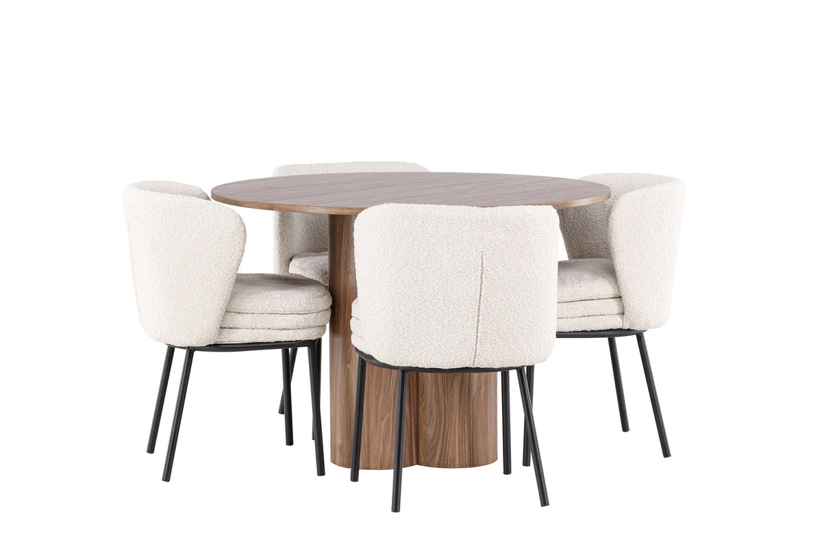 Olivia Esstisch mit Agnes Stühlen in Weiss präsentiert im Onlineshop von KAQTU Design AG. Esszimmerset ist von Venture Home