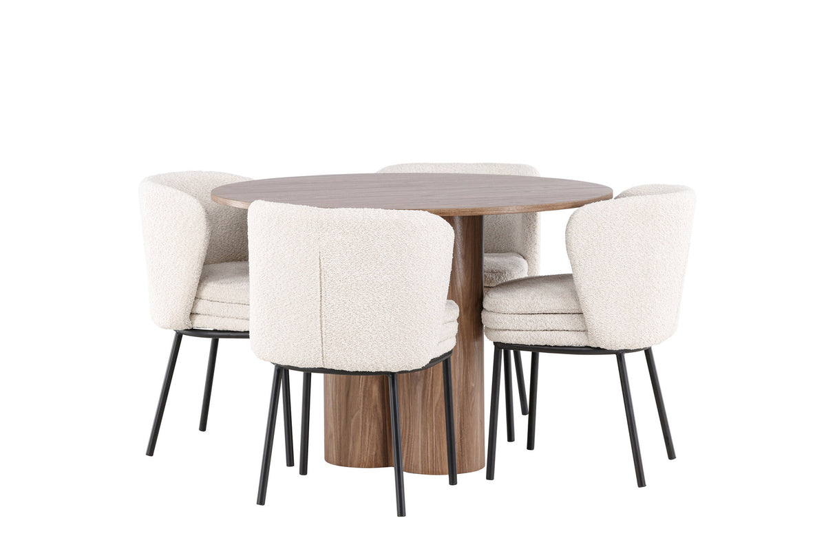 Olivia Esstisch mit Agnes Stühlen in Weiss präsentiert im Onlineshop von KAQTU Design AG. Esszimmerset ist von Venture Home