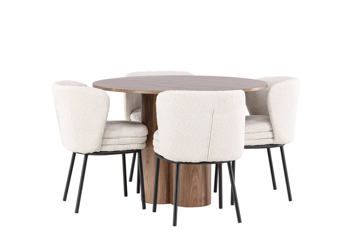 Olivia Esstisch mit Agnes Stühlen in Weiss präsentiert im Onlineshop von KAQTU Design AG. Esszimmerset ist von Venture Home