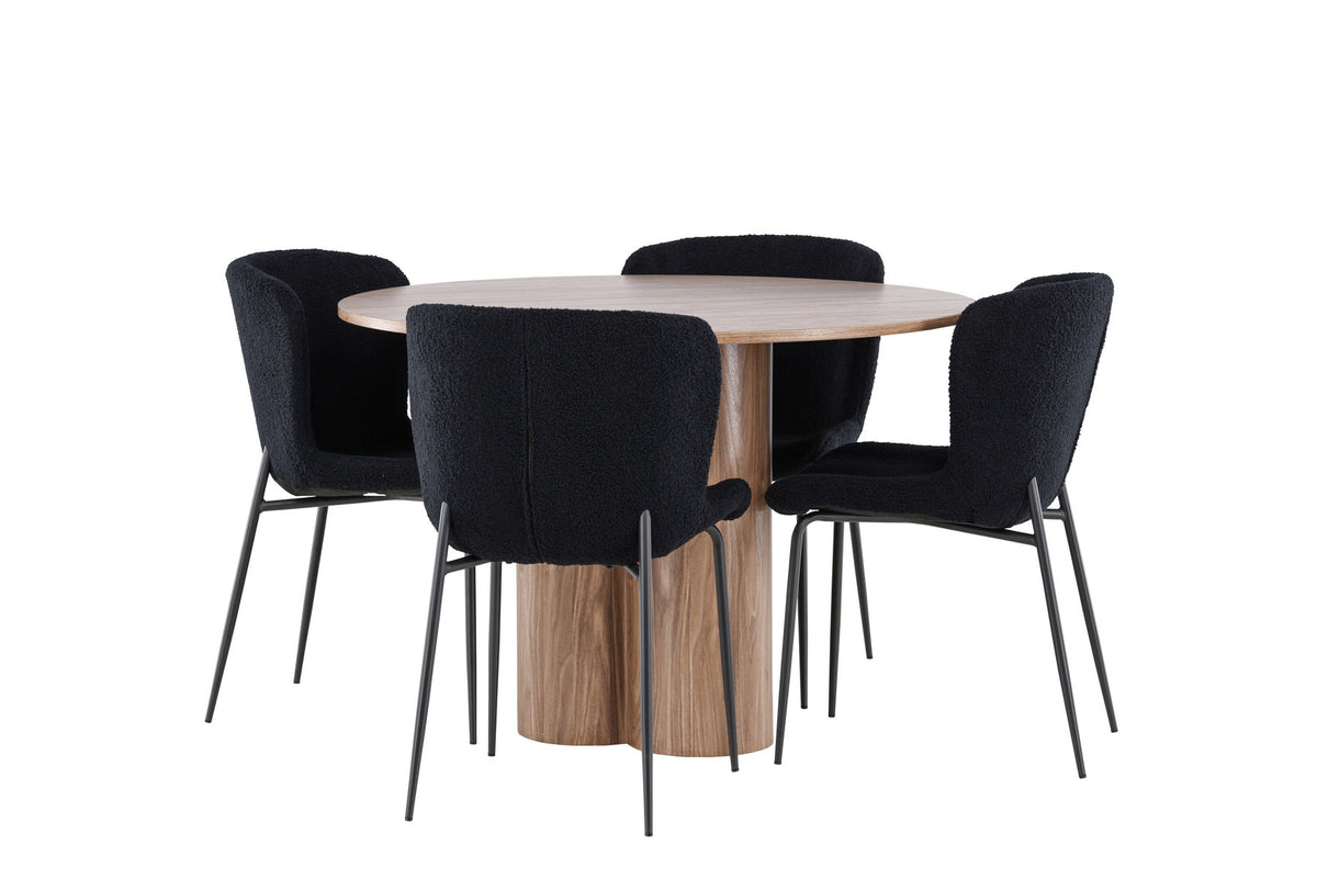 Olivia Esstisch mit Modesto Stühlen in Schwarz präsentiert im Onlineshop von KAQTU Design AG. Esszimmerset ist von Venture Home