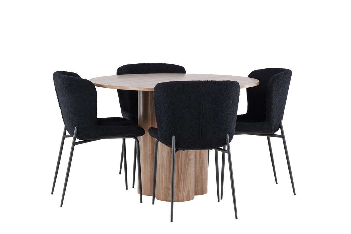 Olivia Esstisch mit Modesto Stühlen in Schwarz präsentiert im Onlineshop von KAQTU Design AG. Esszimmerset ist von Venture Home