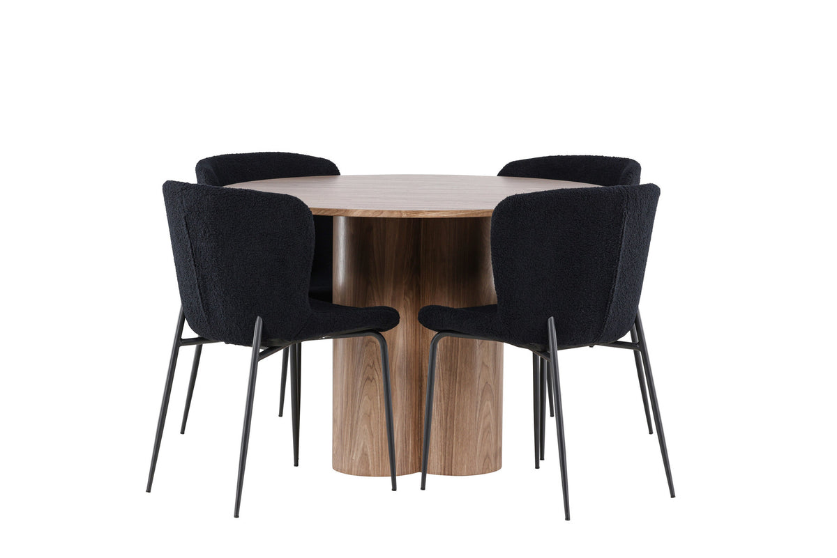 Olivia Esstisch mit Modesto Stühlen in Schwarz präsentiert im Onlineshop von KAQTU Design AG. Esszimmerset ist von Venture Home
