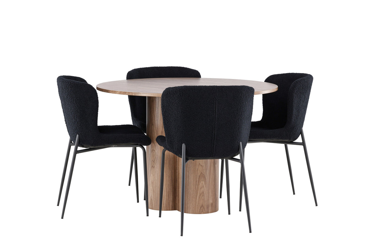 Olivia Esstisch mit Modesto Stühlen in Schwarz präsentiert im Onlineshop von KAQTU Design AG. Esszimmerset ist von Venture Home