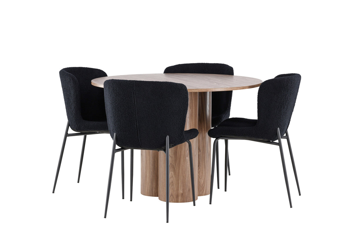Olivia Esstisch mit Modesto Stühlen in Schwarz präsentiert im Onlineshop von KAQTU Design AG. Esszimmerset ist von Venture Home