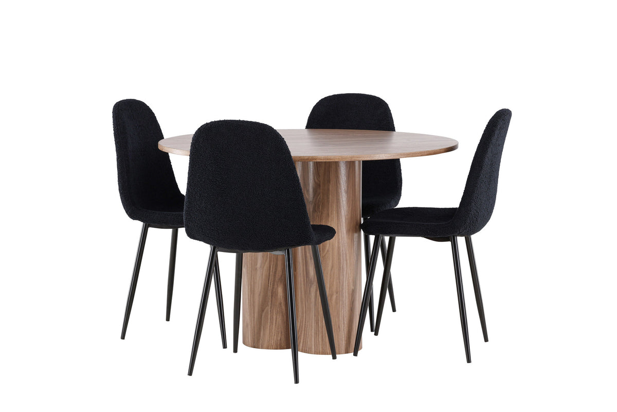 Olivia Esstisch mit Polar Stühlen in Schwarz präsentiert im Onlineshop von KAQTU Design AG. Esszimmerset ist von Venture Home