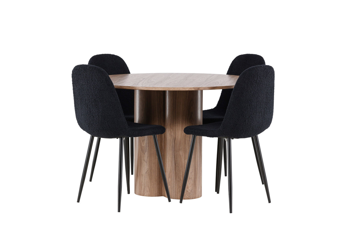 Olivia Esstisch mit Polar Stühlen in Schwarz präsentiert im Onlineshop von KAQTU Design AG. Esszimmerset ist von Venture Home