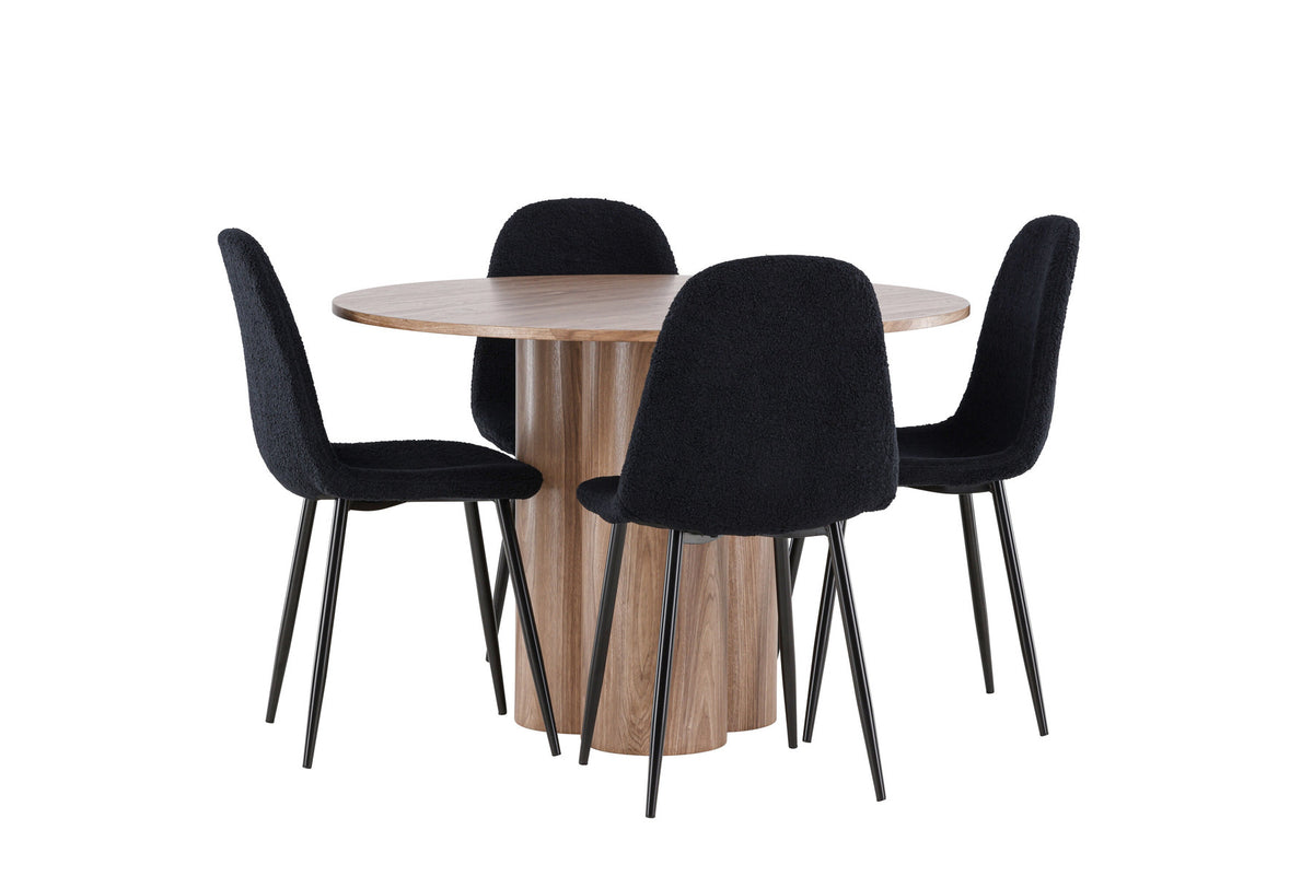 Olivia Esstisch mit Polar Stühlen in Schwarz präsentiert im Onlineshop von KAQTU Design AG. Esszimmerset ist von Venture Home