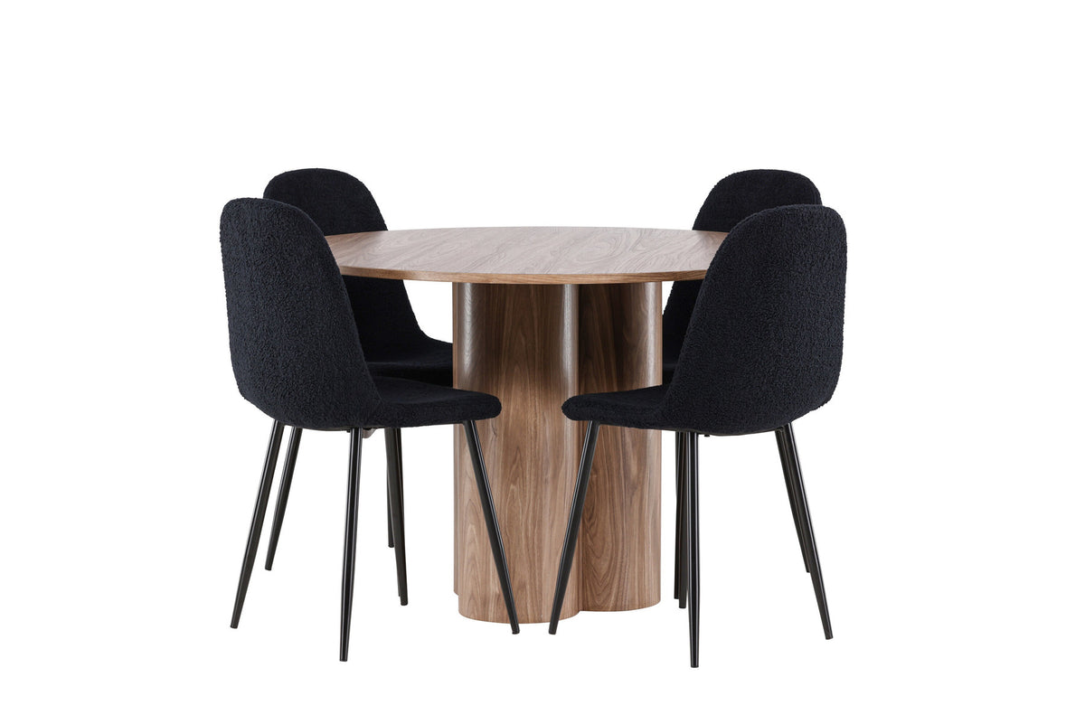 Olivia Esstisch mit Polar Stühlen in Schwarz präsentiert im Onlineshop von KAQTU Design AG. Esszimmerset ist von Venture Home