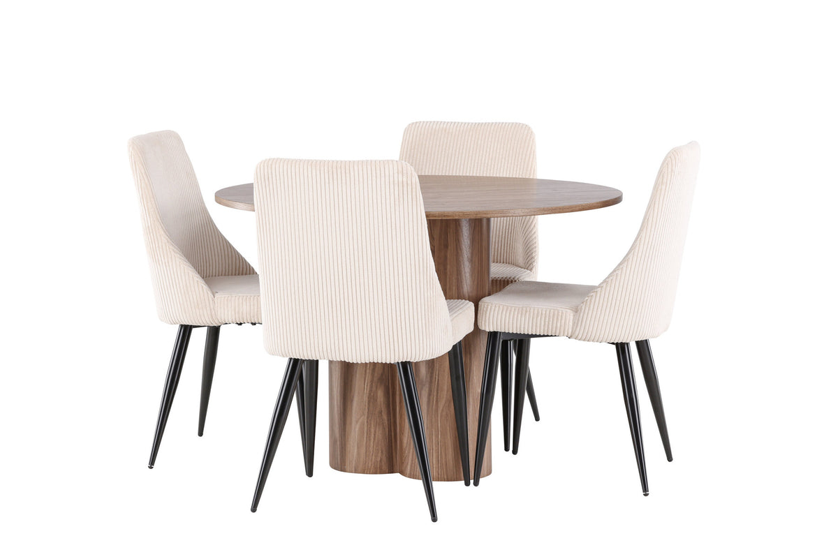 Olivia Esstisch mit Leone Stühlen in Beige präsentiert im Onlineshop von KAQTU Design AG. Esszimmerset ist von Venture Home