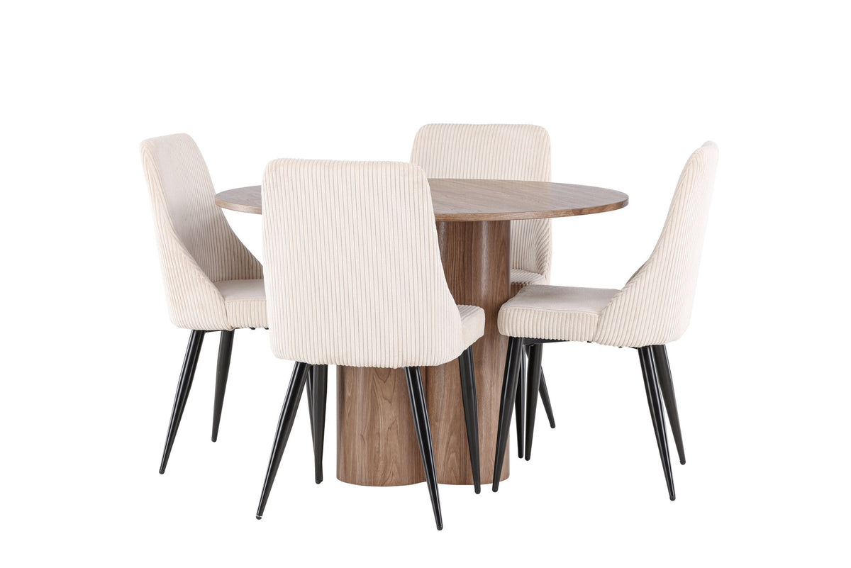 Olivia Esstisch mit Leone Stühlen in Beige präsentiert im Onlineshop von KAQTU Design AG. Esszimmerset ist von Venture Home