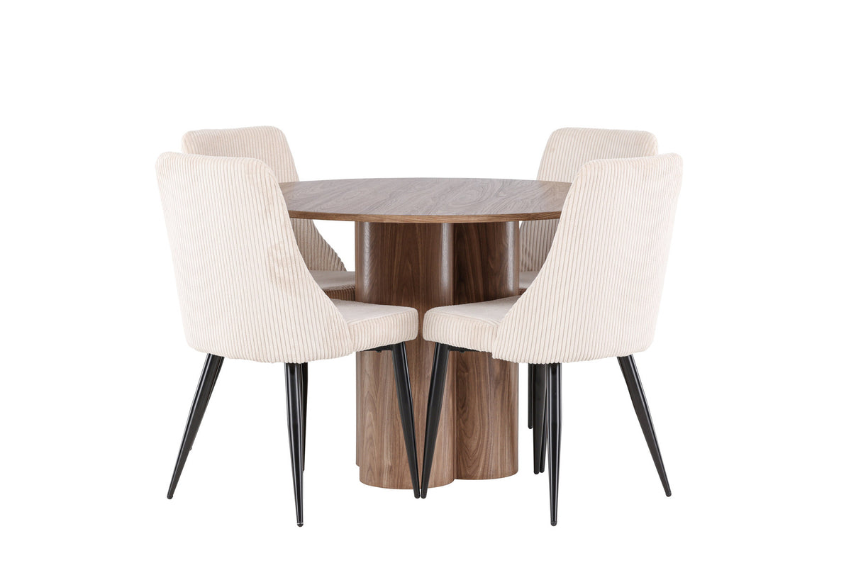 Olivia Esstisch mit Leone Stühlen in Beige präsentiert im Onlineshop von KAQTU Design AG. Esszimmerset ist von Venture Home
