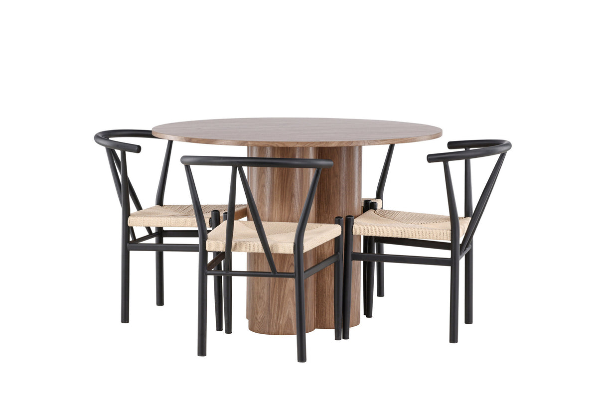 Olivia Esstisch mit Stühlen Alfons in Schwarz präsentiert im Onlineshop von KAQTU Design AG. Esszimmerset ist von Venture Home