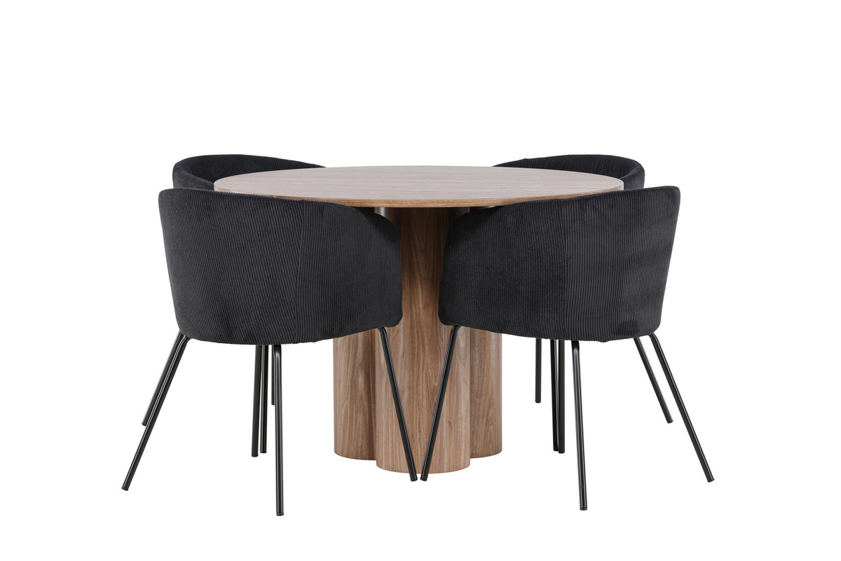 Olivia Esstisch mit Stühlen von Berit in Schwarz präsentiert im Onlineshop von KAQTU Design AG. Esszimmerset ist von Venture Home
