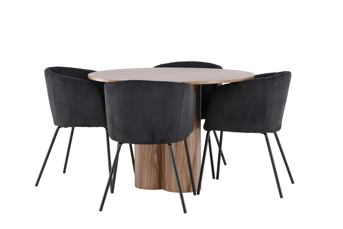 Olivia Esstisch mit Stühlen von Berit in Schwarz präsentiert im Onlineshop von KAQTU Design AG. Esszimmerset ist von Venture Home