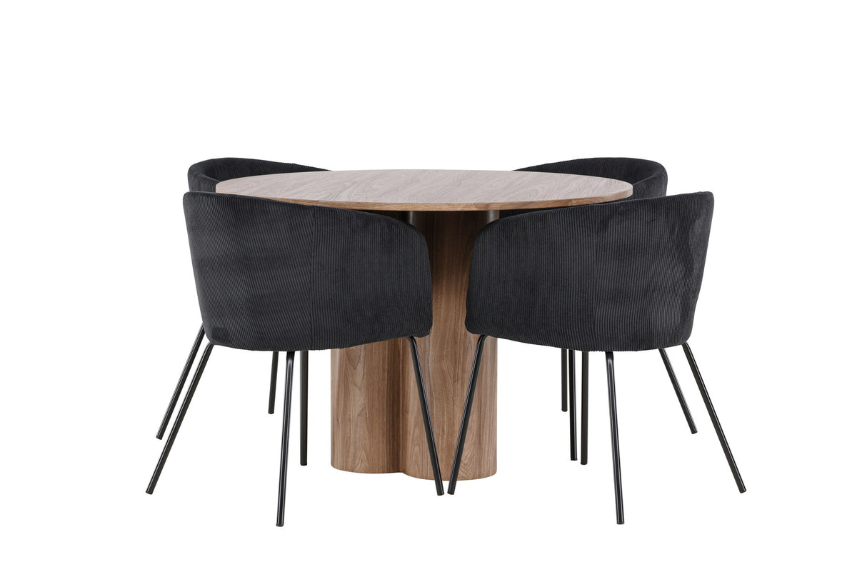 Olivia Esstisch mit Stühlen von Berit in Schwarz präsentiert im Onlineshop von KAQTU Design AG. Esszimmerset ist von Venture Home