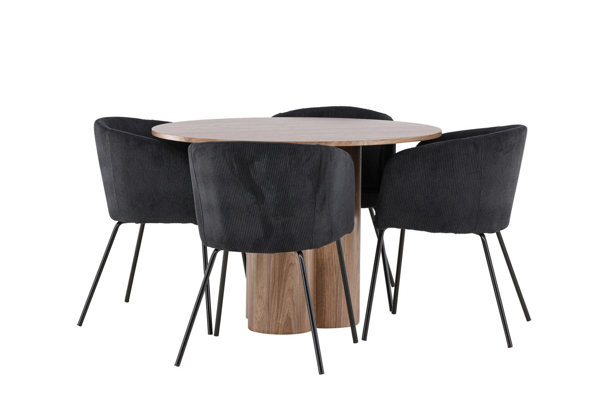 Olivia Esstisch mit Stühlen von Berit in Schwarz präsentiert im Onlineshop von KAQTU Design AG. Esszimmerset ist von Venture Home