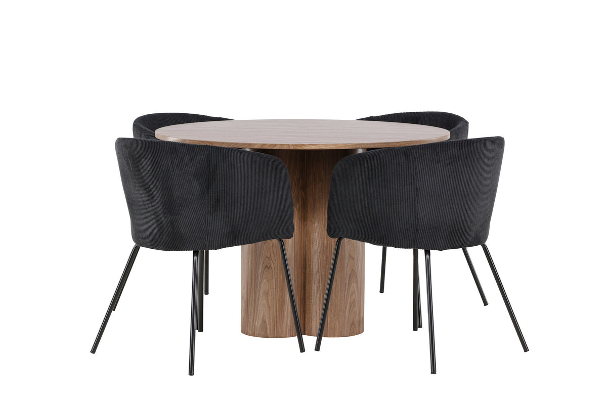 Olivia Esstisch mit Stühlen von Berit in Schwarz präsentiert im Onlineshop von KAQTU Design AG. Esszimmerset ist von Venture Home