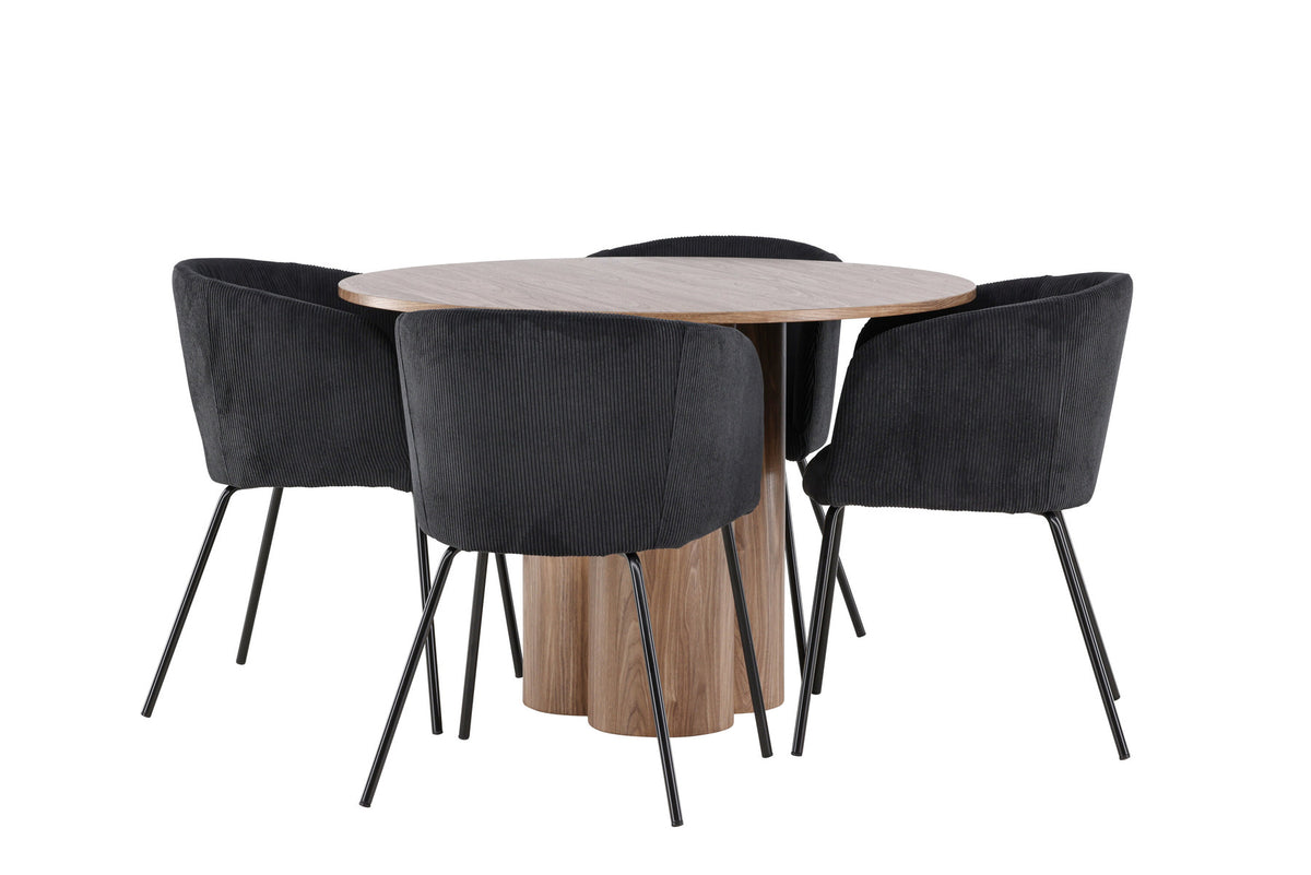 Olivia Esstisch mit Stühlen von Berit in Schwarz präsentiert im Onlineshop von KAQTU Design AG. Esszimmerset ist von Venture Home