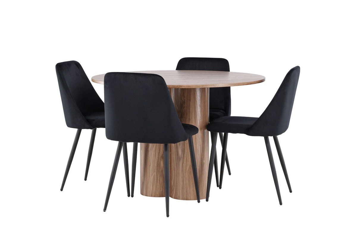 Olivia Esstisch mit Night Stühlen in Schwarz präsentiert im Onlineshop von KAQTU Design AG. Esszimmerset ist von Venture Home