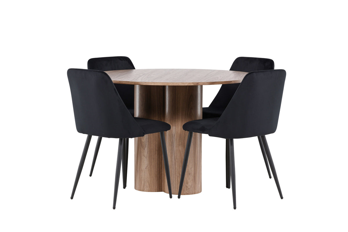 Olivia Esstisch mit Night Stühlen in Schwarz präsentiert im Onlineshop von KAQTU Design AG. Esszimmerset ist von Venture Home