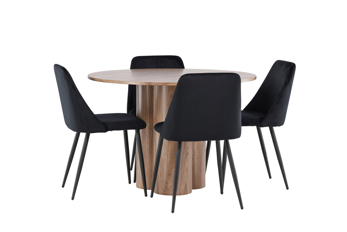 Olivia Esstisch mit Night Stühlen in Schwarz präsentiert im Onlineshop von KAQTU Design AG. Esszimmerset ist von Venture Home