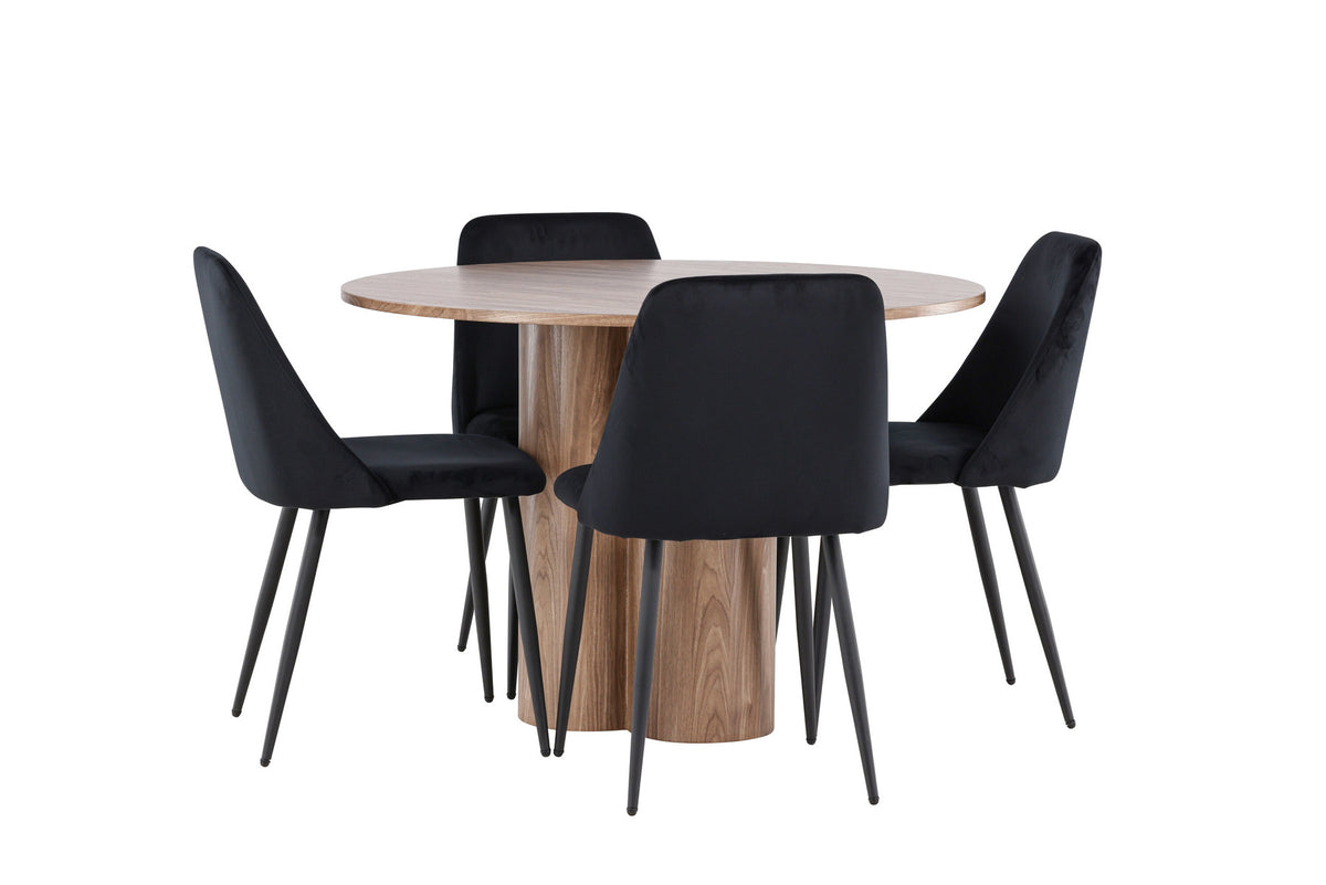 Olivia Esstisch mit Night Stühlen in Schwarz präsentiert im Onlineshop von KAQTU Design AG. Esszimmerset ist von Venture Home