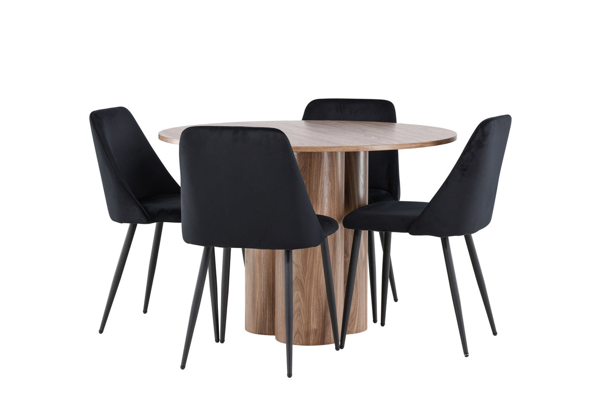 Olivia Esstisch mit Night Stühlen in Schwarz präsentiert im Onlineshop von KAQTU Design AG. Esszimmerset ist von Venture Home