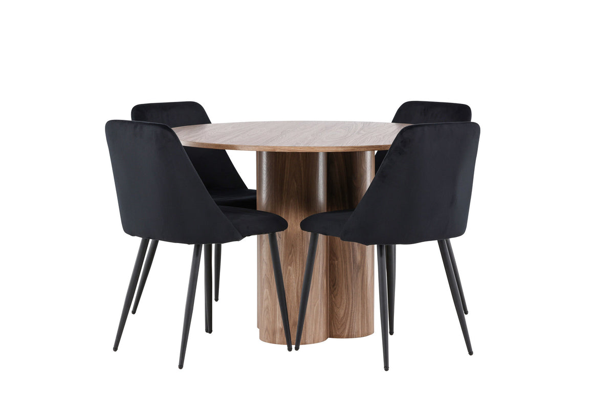 Olivia Esstisch mit Night Stühlen in Schwarz präsentiert im Onlineshop von KAQTU Design AG. Esszimmerset ist von Venture Home