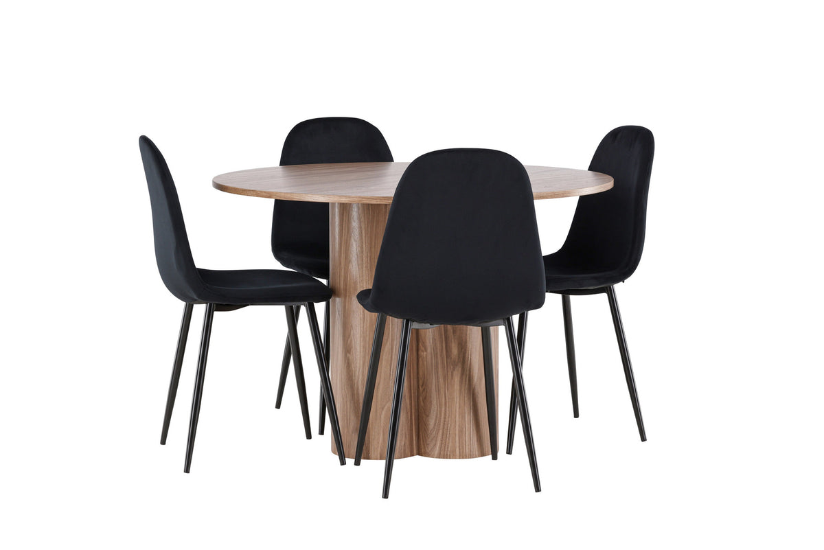 Olivia Esstisch mit Polar Stühlen in Schwarz präsentiert im Onlineshop von KAQTU Design AG. Esszimmerset ist von Venture Home