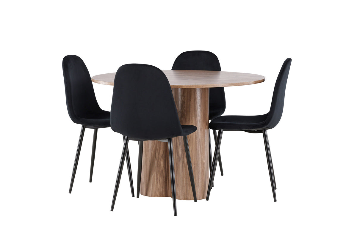 Olivia Esstisch mit Polar Stühlen in Schwarz präsentiert im Onlineshop von KAQTU Design AG. Esszimmerset ist von Venture Home