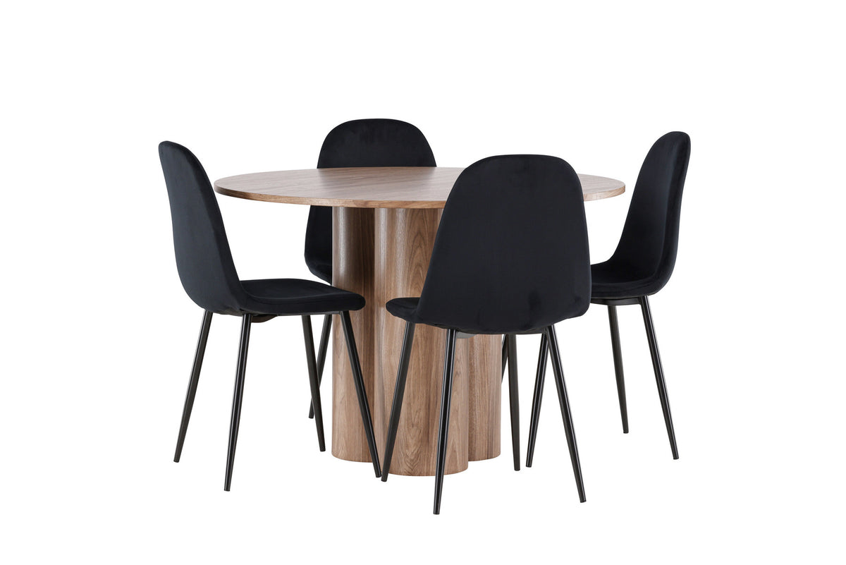 Olivia Esstisch mit Polar Stühlen in Schwarz präsentiert im Onlineshop von KAQTU Design AG. Esszimmerset ist von Venture Home