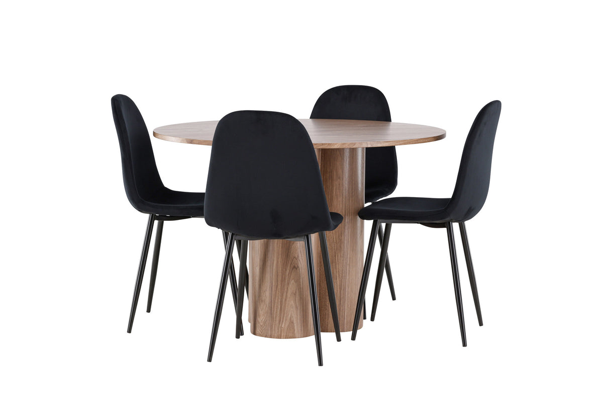 Olivia Esstisch mit Polar Stühlen in Schwarz präsentiert im Onlineshop von KAQTU Design AG. Esszimmerset ist von Venture Home