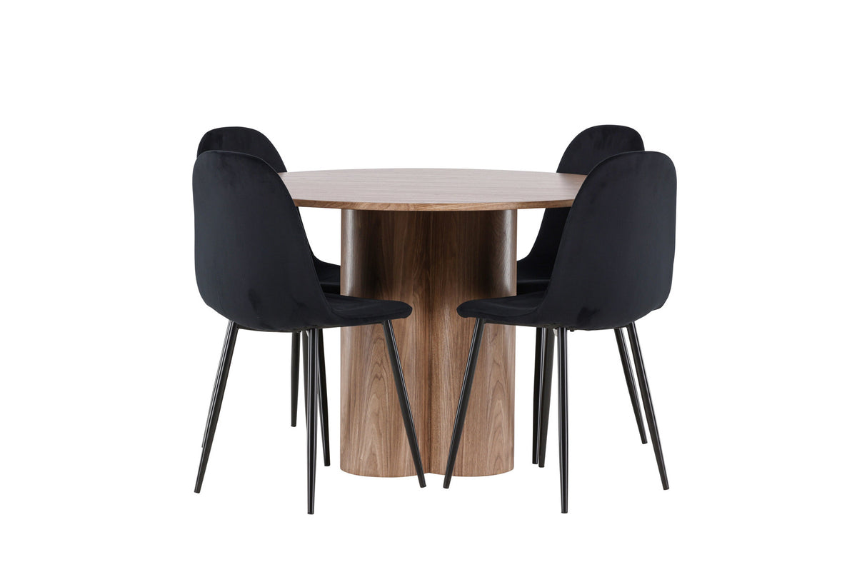 Olivia Esstisch mit Polar Stühlen in Schwarz präsentiert im Onlineshop von KAQTU Design AG. Esszimmerset ist von Venture Home