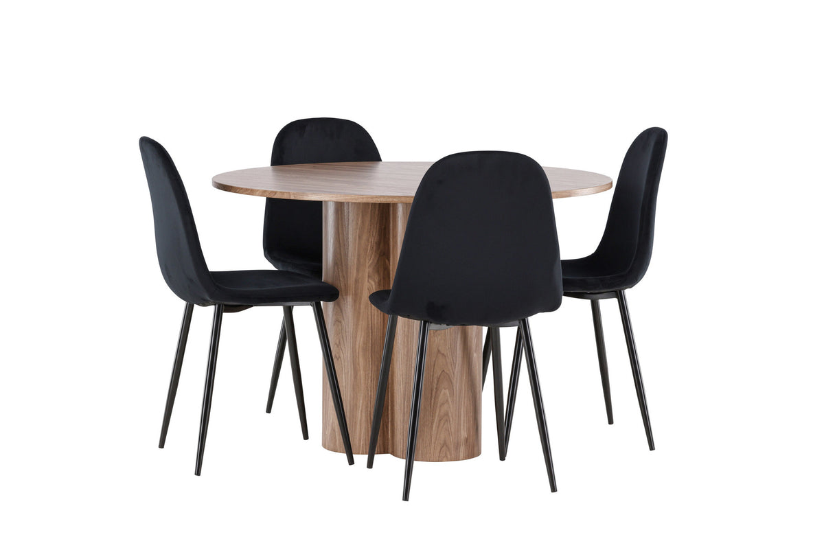 Olivia Esstisch mit Polar Stühlen in Schwarz präsentiert im Onlineshop von KAQTU Design AG. Esszimmerset ist von Venture Home