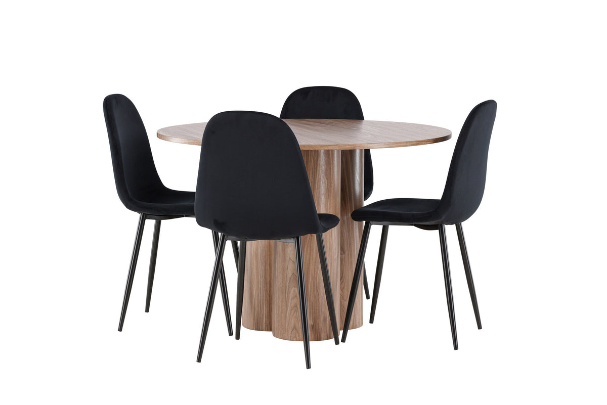 Olivia Esstisch mit Polar Stühlen in Schwarz präsentiert im Onlineshop von KAQTU Design AG. Esszimmerset ist von Venture Home