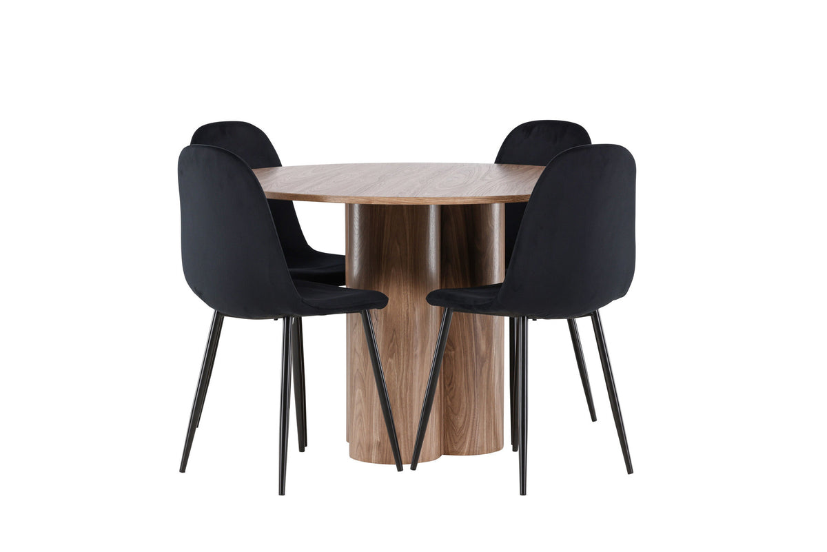 Olivia Esstisch mit Polar Stühlen in Schwarz präsentiert im Onlineshop von KAQTU Design AG. Esszimmerset ist von Venture Home