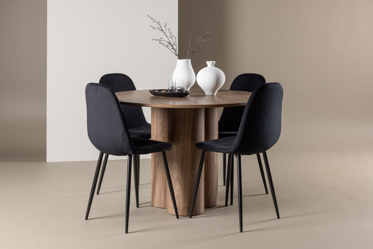 Olivia Esstisch mit Polar Stühlen in Schwarz präsentiert im Onlineshop von KAQTU Design AG. Esszimmerset ist von Venture Home